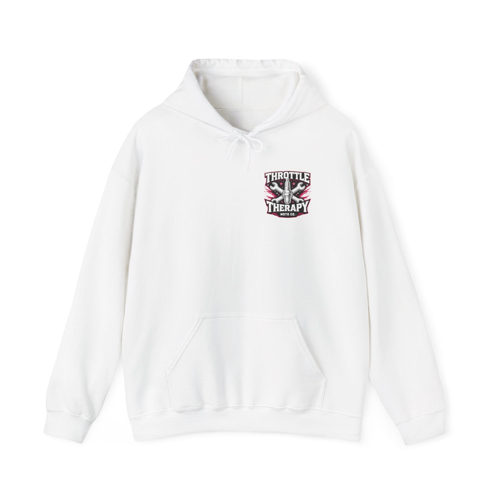 Throttle Therapy Moto Hoodie White/Hot Pink