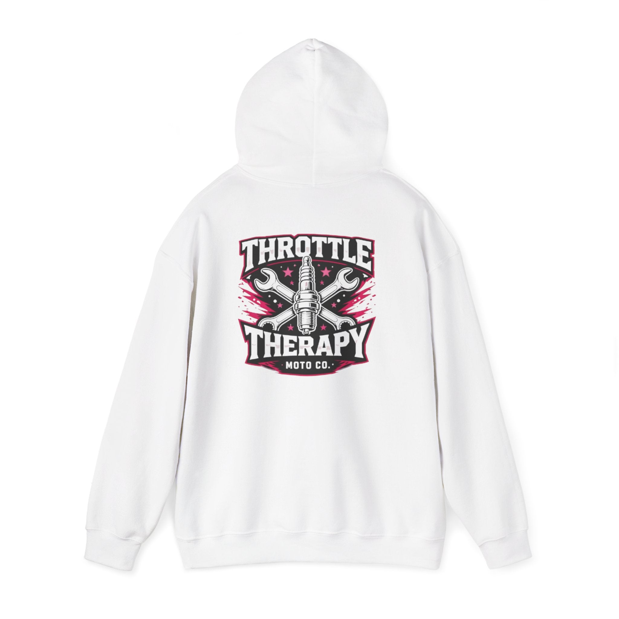 Throttle Therapy Moto Hoodie White/Hot Pink