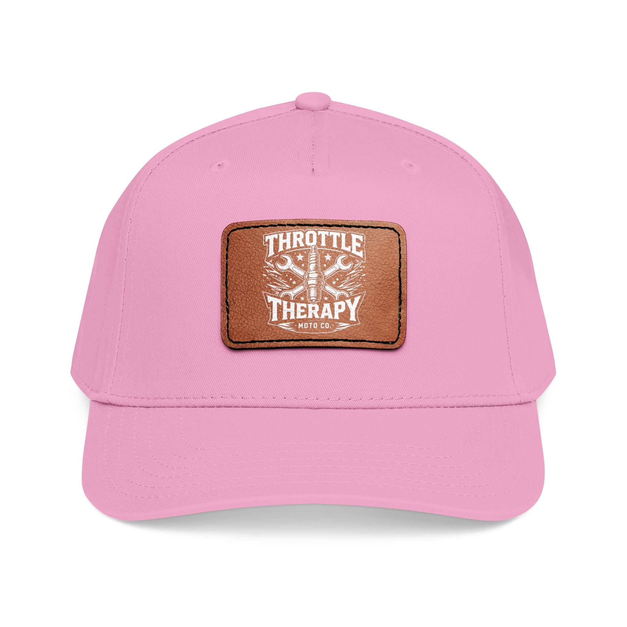 Throttle Therapy Moto Leather Patch Baseball Cap Pink