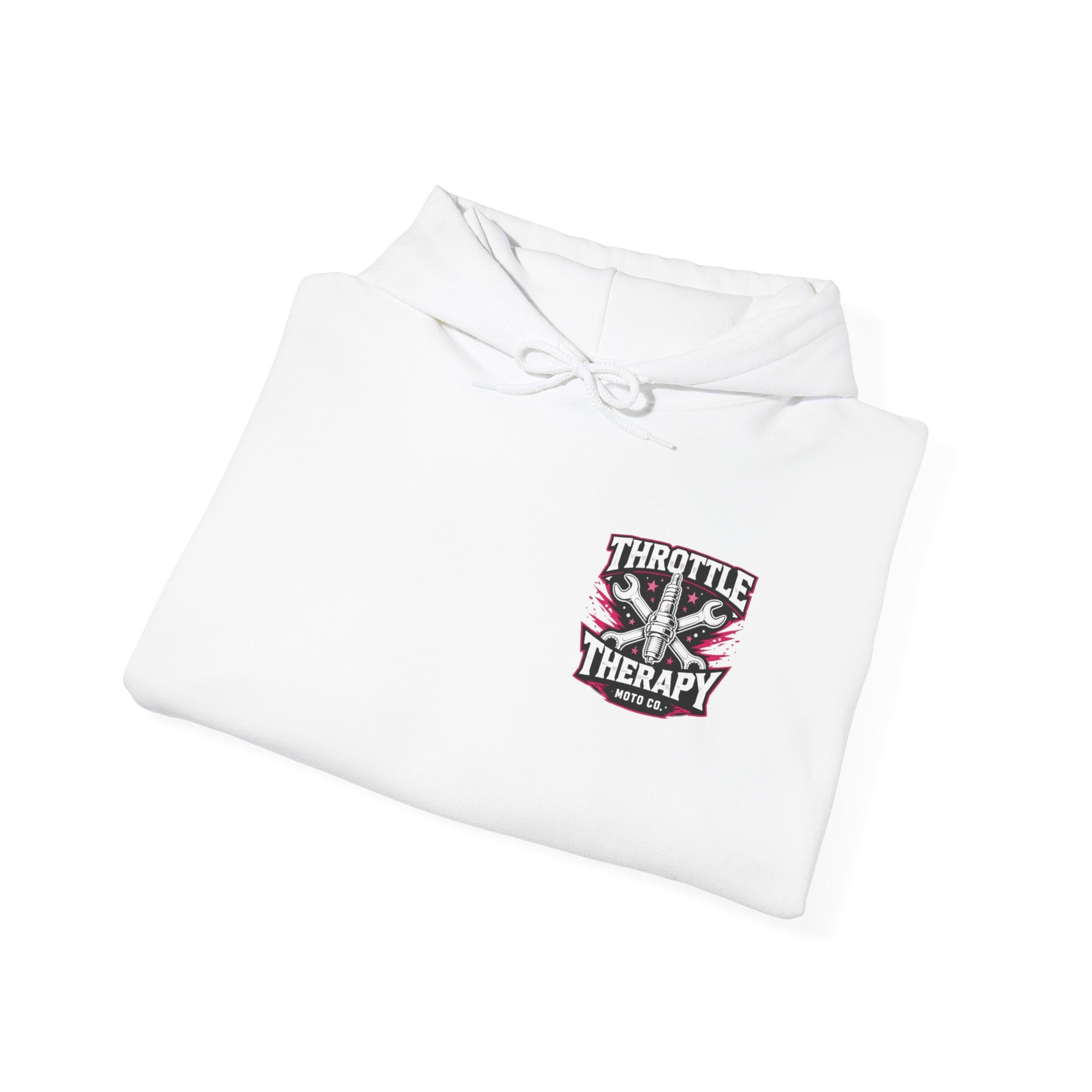 Throttle Therapy Moto Hoodie White/Hot Pink