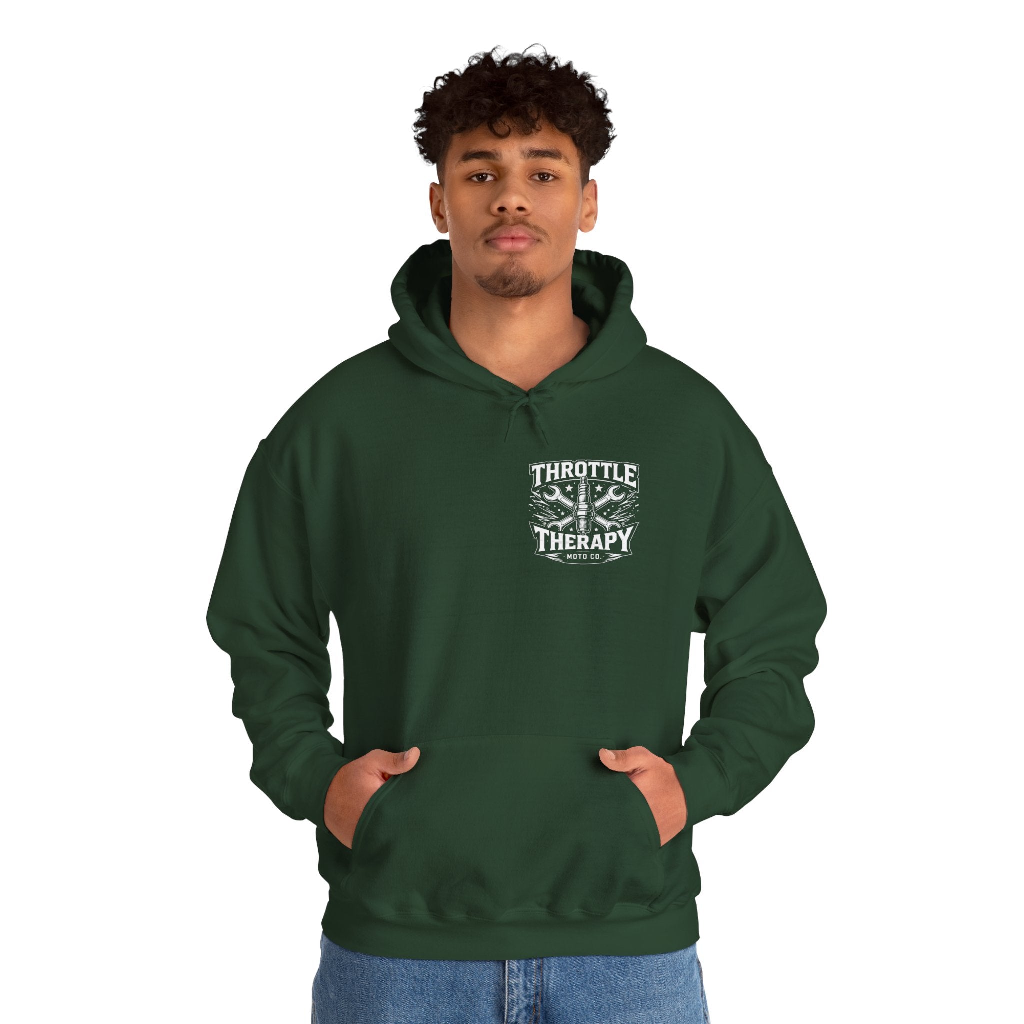 Throttle Therapy Moto Hoodie Forest Green.