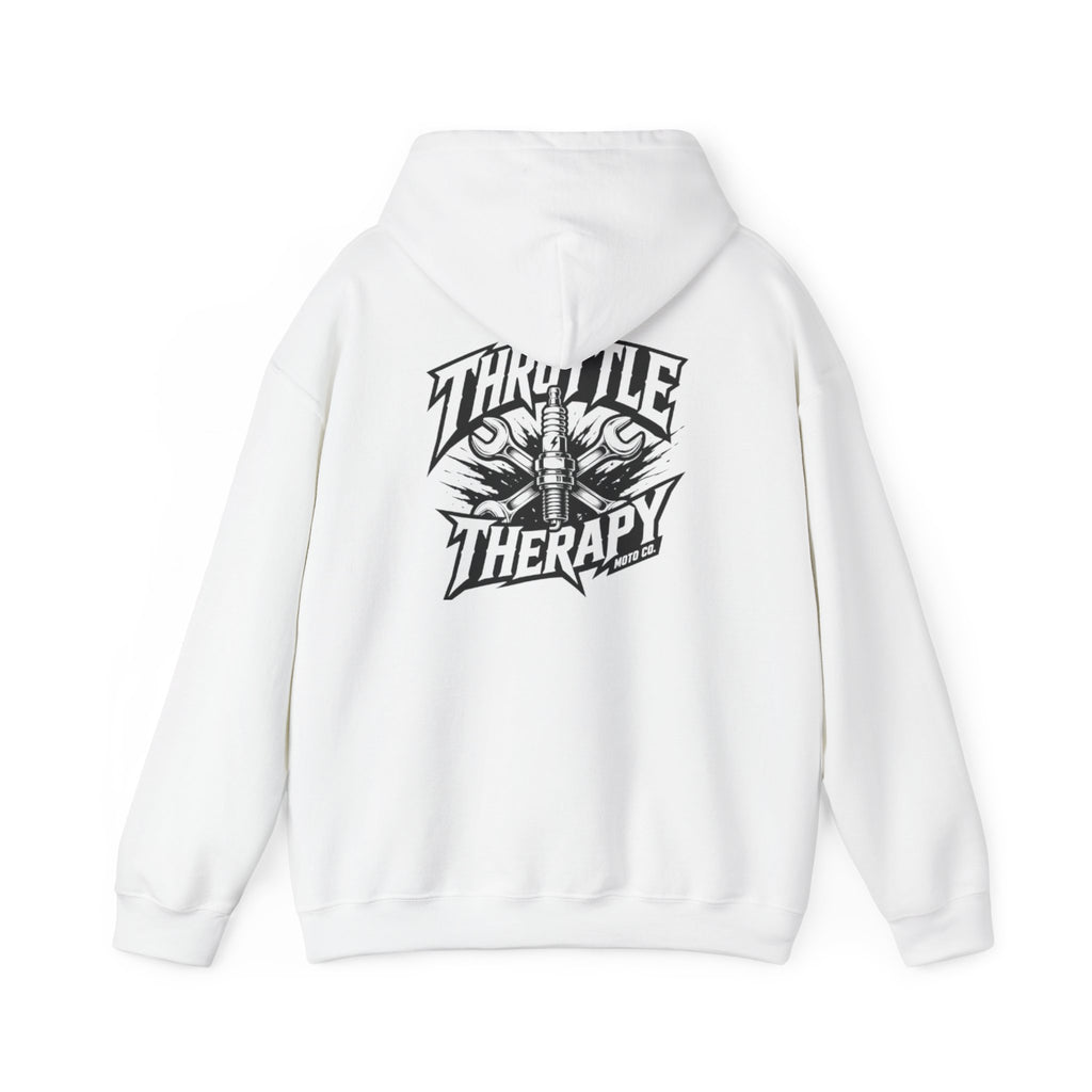 Throttle Therapy Moto Hoodie White/Black
