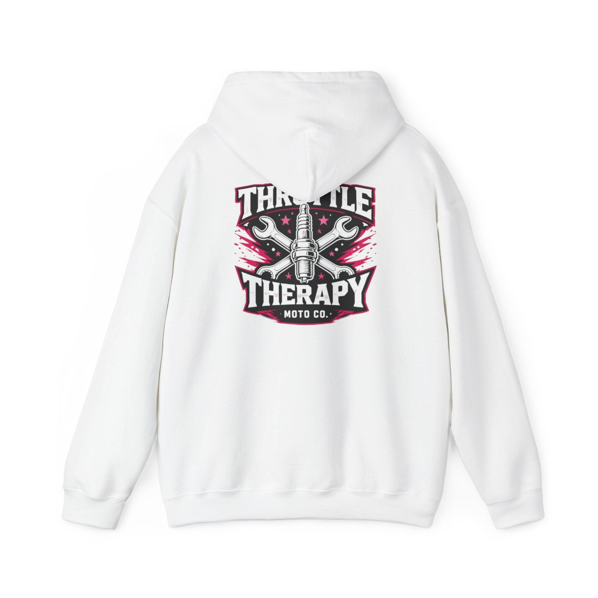 Throttle Therapy Moto Hoodie White/Hot Pink